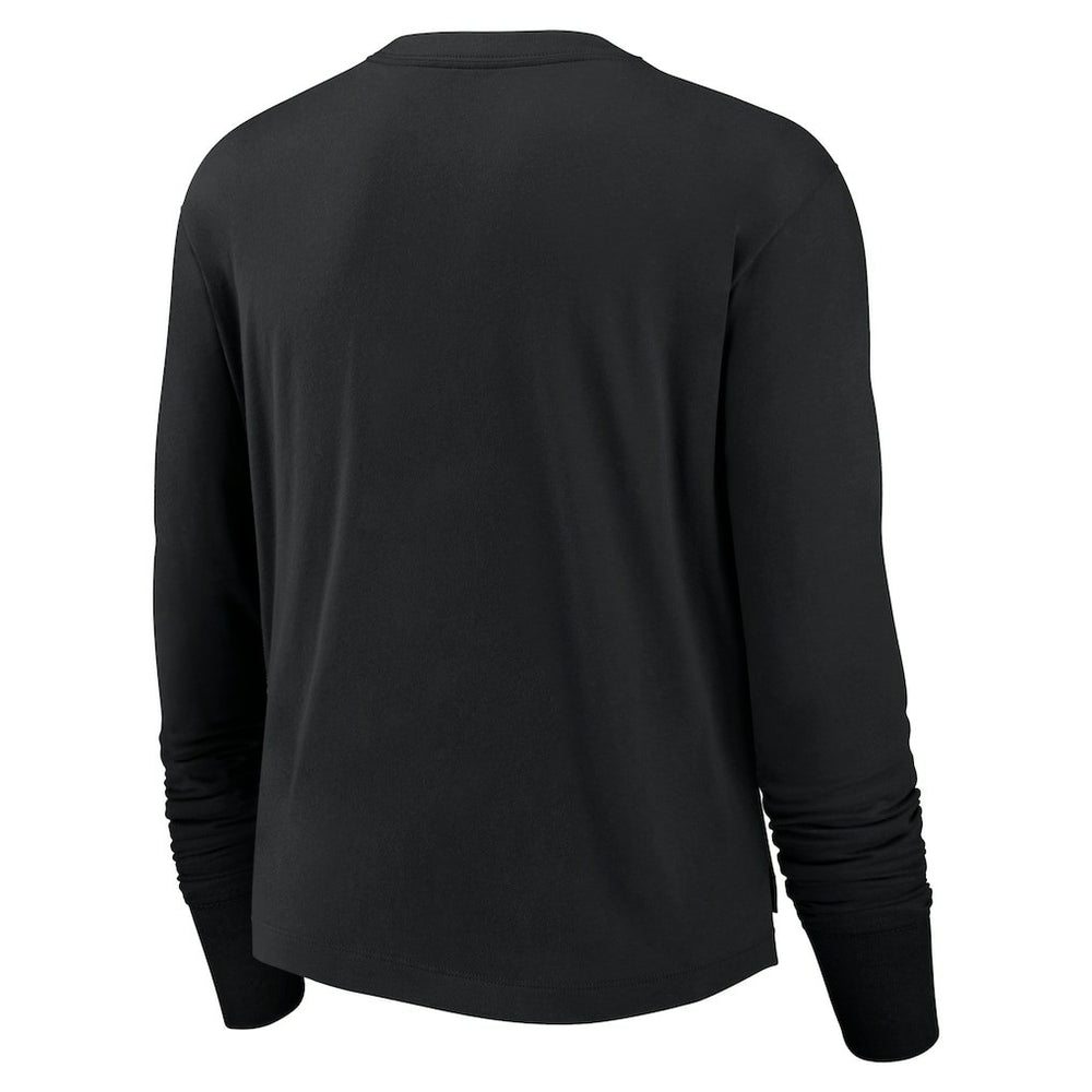 Las Vegas Raiders Women's Modest Crop Performance Long Sleeve T-Shirt - Black T-shirts
