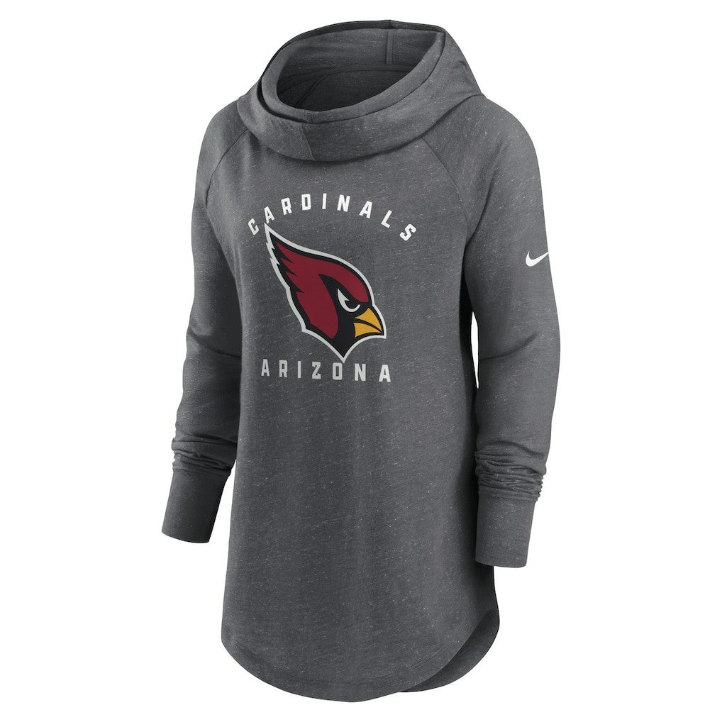 Arizona Cardinals Women's Raglan Funnel Neck Pullover Hoodie - Heather Charcoal Hoodies