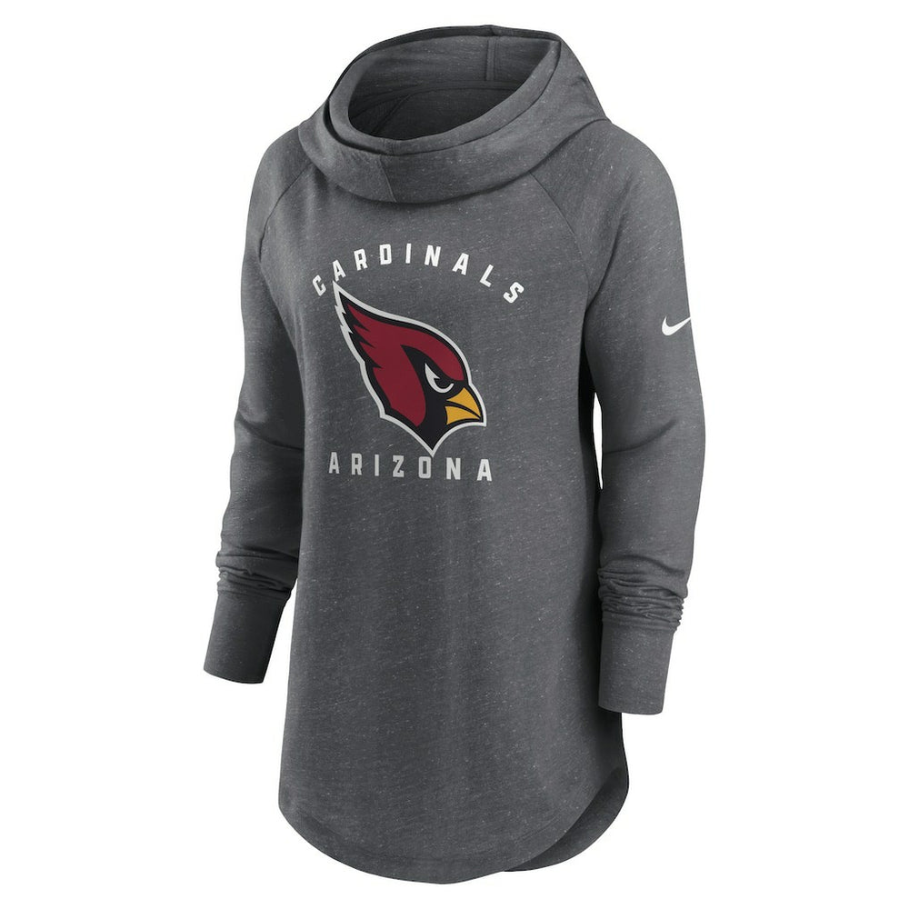 Arizona Cardinals Women's Raglan Funnel Neck Pullover Hoodie - Heather Charcoal Hoodies
