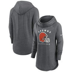 Cleveland Browns Women's Raglan Funnel Neck Pullover Hoodie - Heather Charcoal Hoodies
