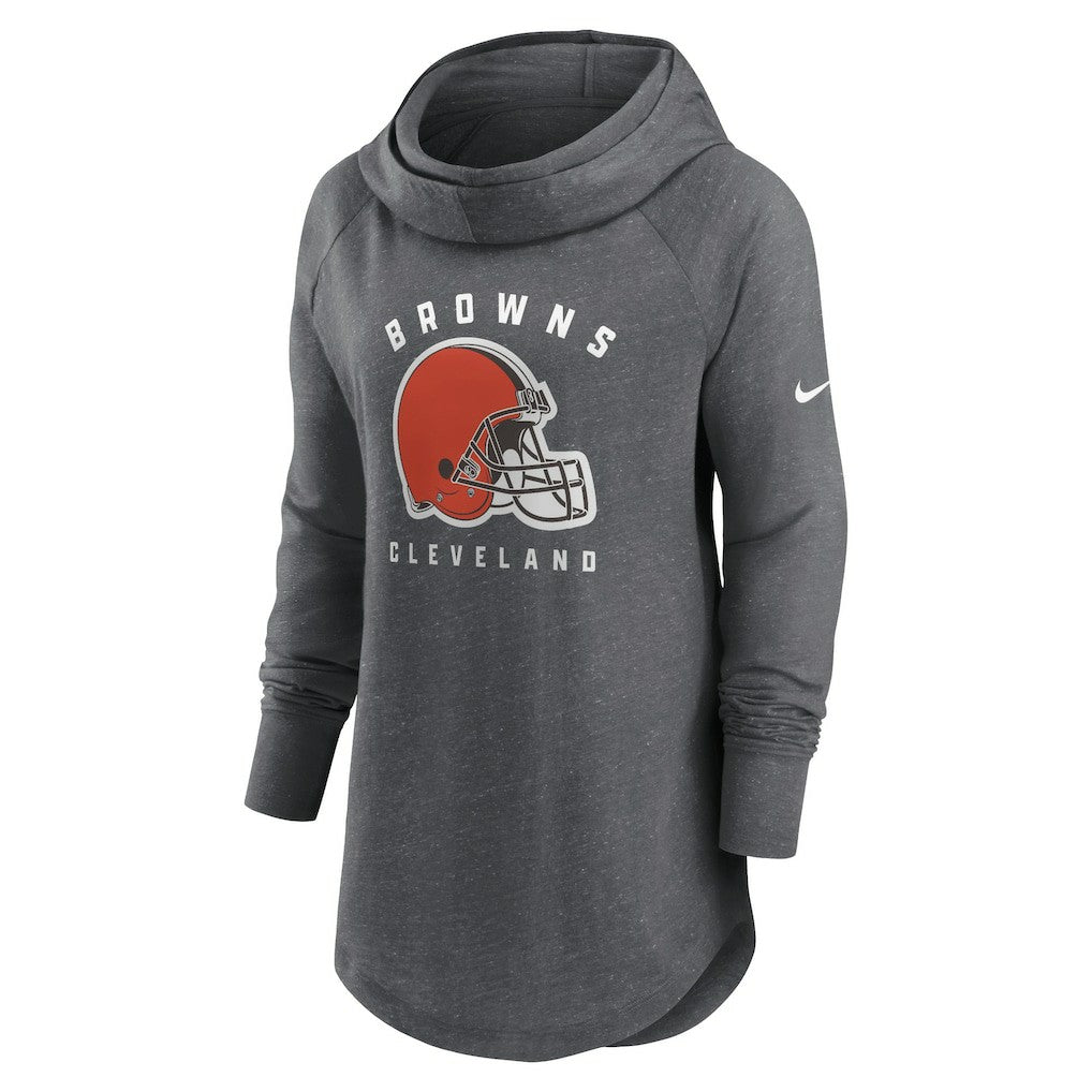 Cleveland Browns Women's Raglan Funnel Neck Pullover Hoodie - Heather Charcoal Hoodies