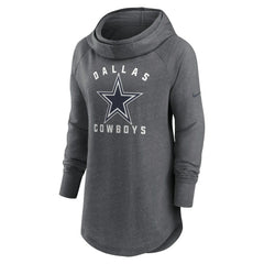Dallas Cowboys Women's Raglan Funnel Neck Pullover Hoodie - Heather Charcoal Hoodies