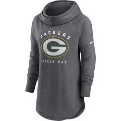 Green Bay Packers Women's Raglan Funnel Neck Pullover Hoodie - Heather Charcoal Hoodies