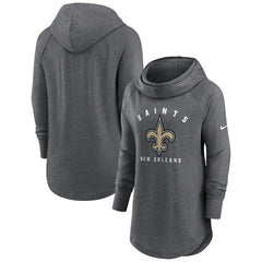 New Orleans Saints Women's Raglan Funnel Neck Pullover Hoodie - Heather Charcoal Hoodies