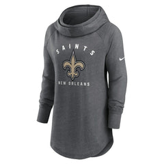 New Orleans Saints Women's Raglan Funnel Neck Pullover Hoodie - Heather Charcoal Hoodies