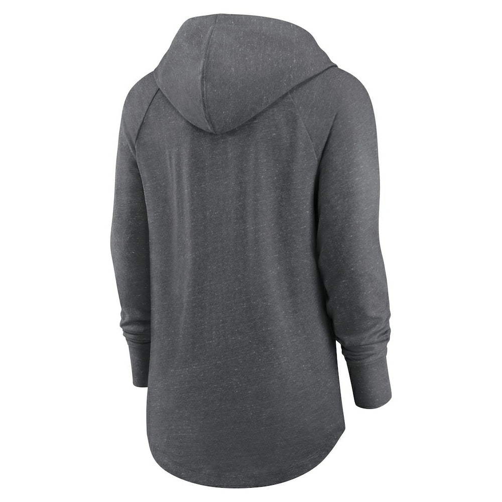 New Orleans Saints Women's Raglan Funnel Neck Pullover Hoodie - Heather Charcoal Hoodies