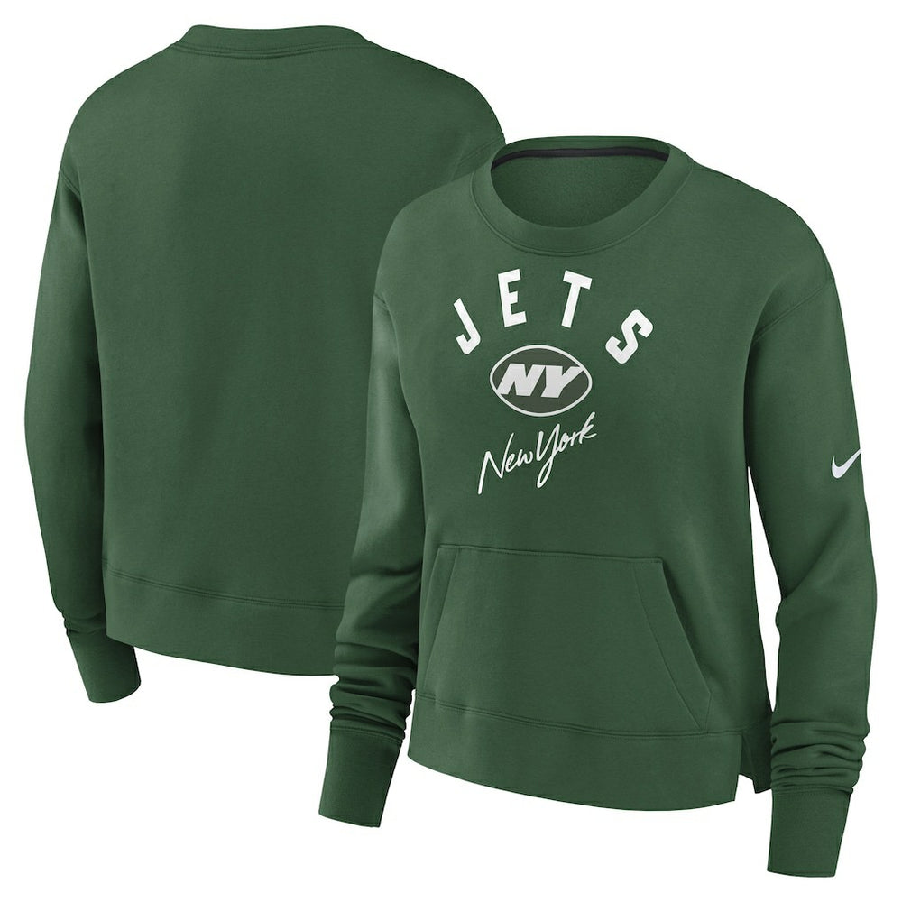 New York Jets Women's High Hip Fleece Pullover Sweatshirt - Green Pullover