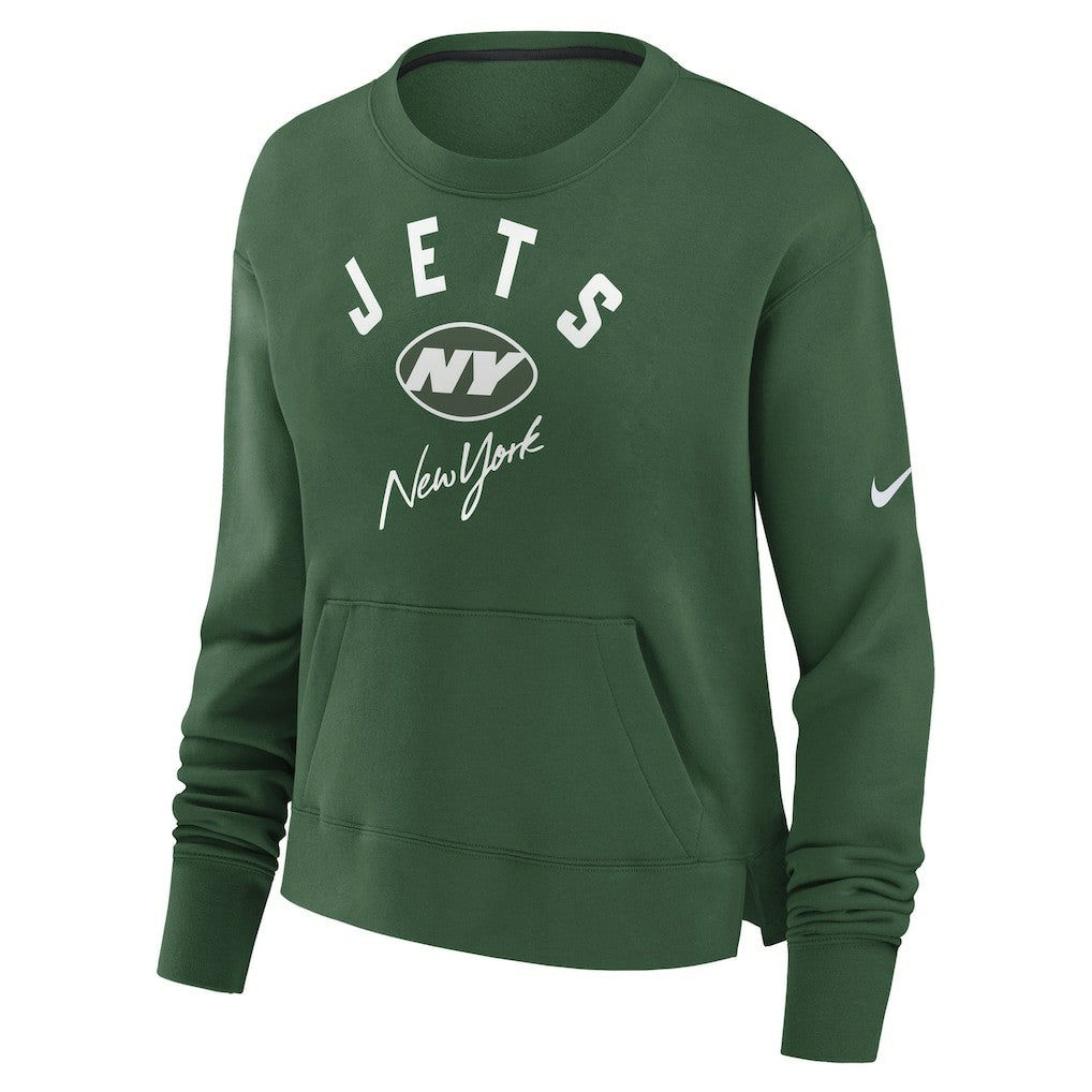New York Jets Women's High Hip Fleece Pullover Sweatshirt - Green Pullover
