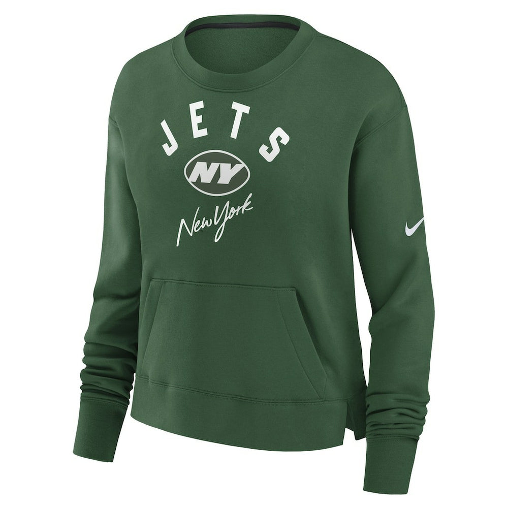 New York Jets Women's High Hip Fleece Pullover Sweatshirt - Green Pullover