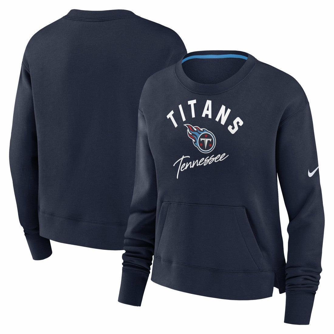 Tennessee Titans Women's High Hip Fleece Pullover Sweatshirt - Navy Pullover
