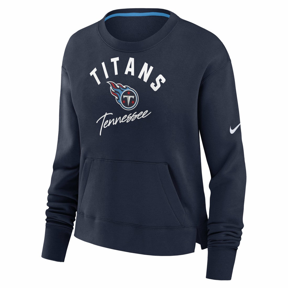 Tennessee Titans Women's High Hip Fleece Pullover Sweatshirt - Navy Pullover