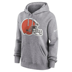 Cleveland Browns Women's Team Logo Club Fleece Pullover Hoodie - Heather Gray Hoodies