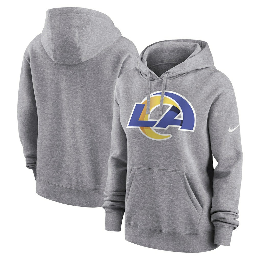 Los Angeles Rams Women's Team Logo Club Fleece Pullover Hoodie - Heather Gray Hoodies