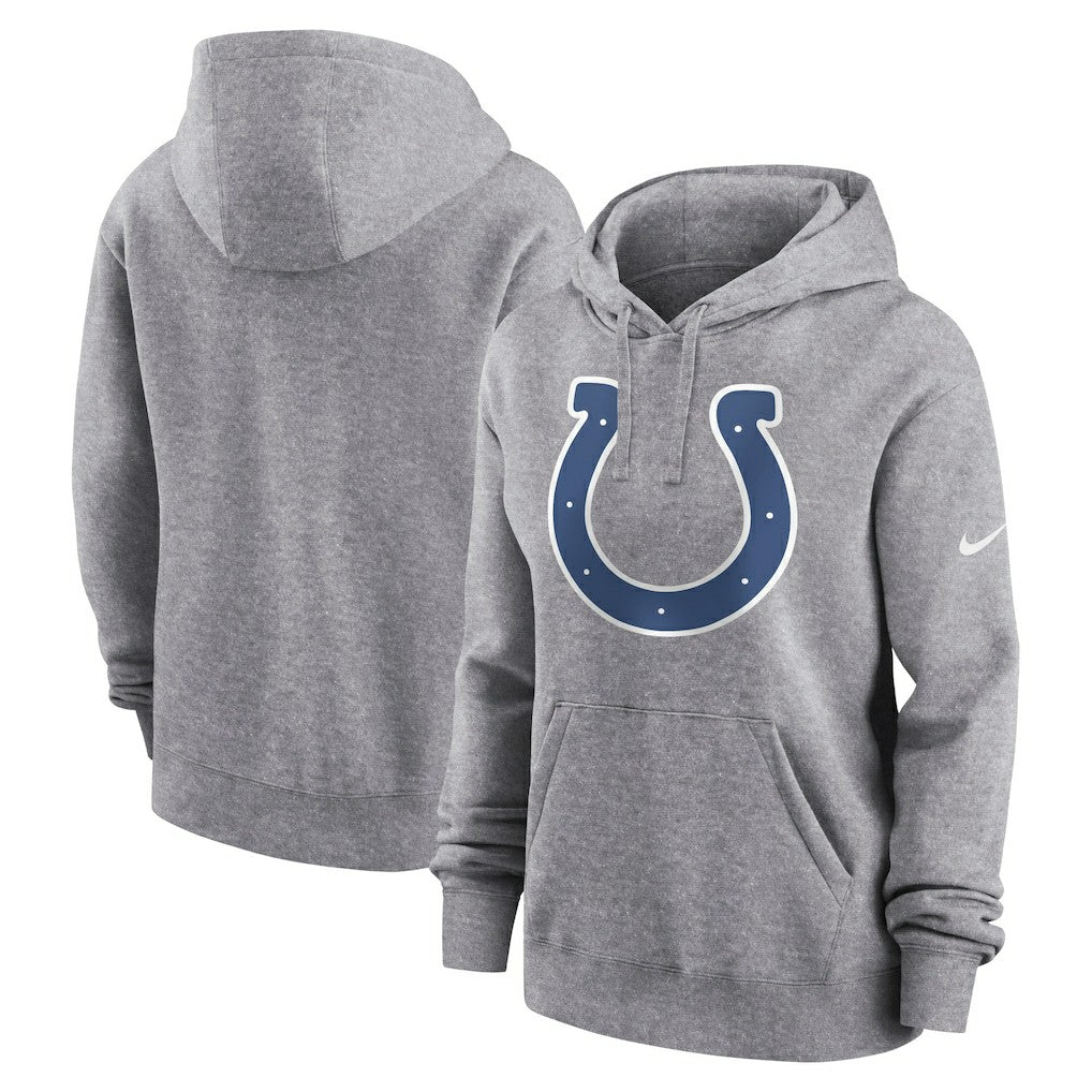 Indianapolis Colts Women's Team Logo Club Fleece Pullover Hoodie - Heather Gray Hoodies