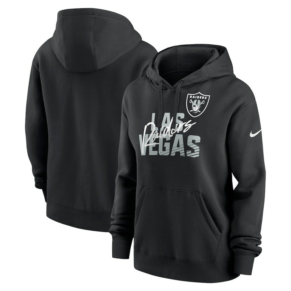Las Vegas Raiders Women's Wordmark Club Fleece Pullover Hoodie - Black Hoodies