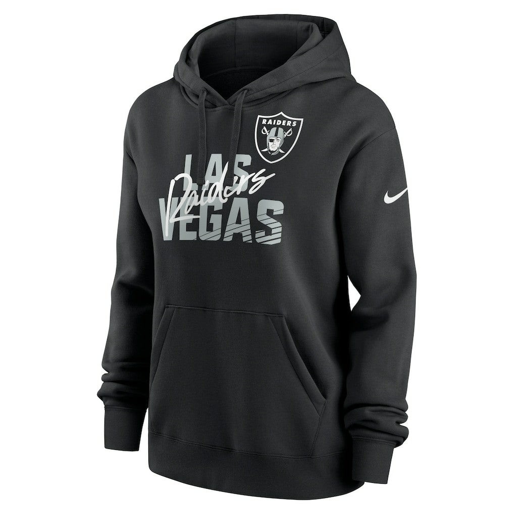 Las Vegas Raiders Women's Wordmark Club Fleece Pullover Hoodie - Black Hoodies