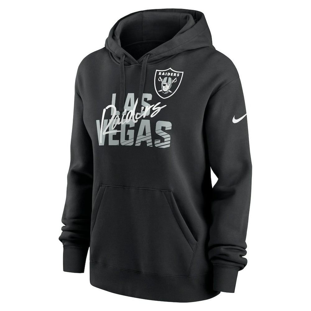 Las Vegas Raiders Women's Wordmark Club Fleece Pullover Hoodie - Black Hoodies