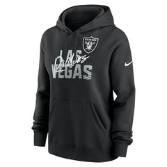Las Vegas Raiders Women's Wordmark Club Fleece Pullover Hoodie - Black Hoodies
