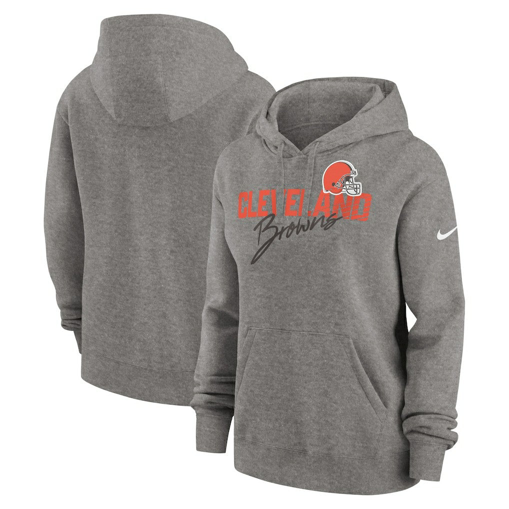 Cleveland Browns Women's Wordmark Club Fleece Pullover Hoodie - Heather Gray Hoodies