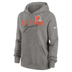 Cleveland Browns Women's Wordmark Club Fleece Pullover Hoodie - Heather Gray Hoodies