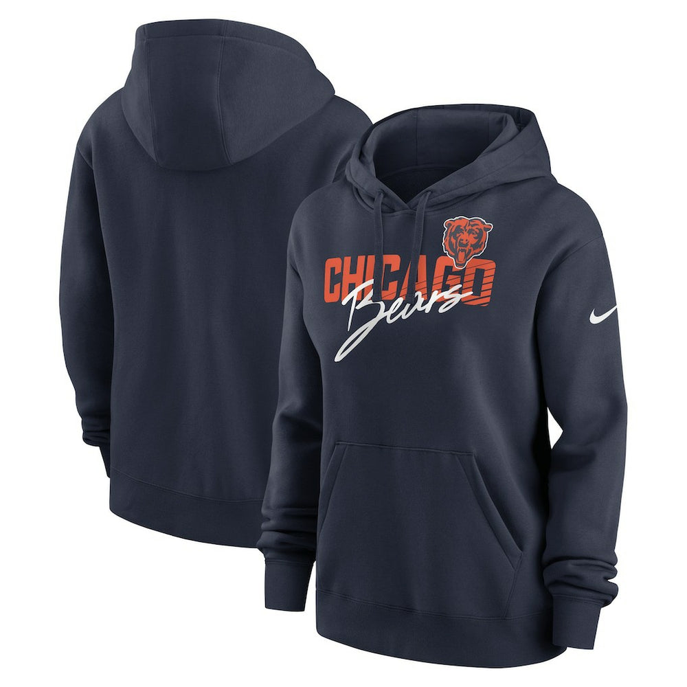 Chicago Bears Women's Wordmark Club Fleece Pullover Hoodie - Navy Hoodies