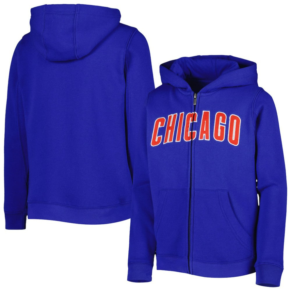 Chicago Cubs Youth Wordmark Full-Zip Fleece Hoodie - Royal Hoodies