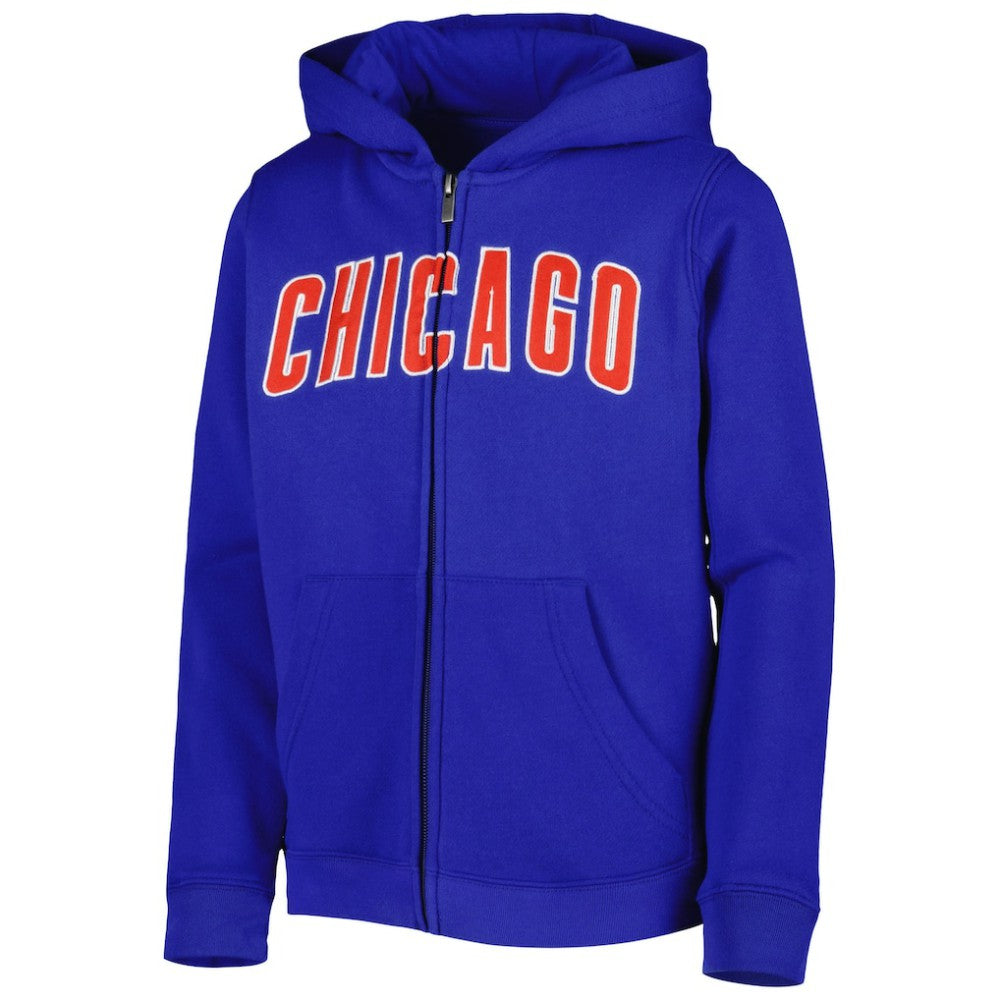 Chicago Cubs Youth Wordmark Full-Zip Fleece Hoodie - Royal Hoodies