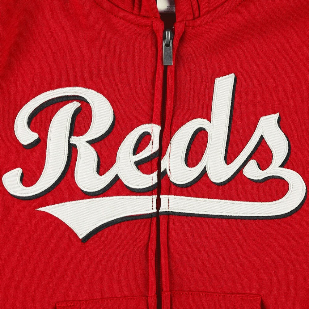 Cincinnati Reds Youth Wordmark Full-Zip Fleece Hoodie - Red Hoodies
