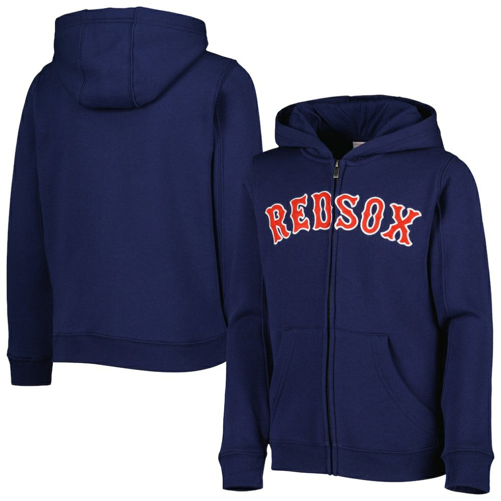 Boston Red Sox Youth Wordmark Full-Zip Fleece Hoodie - Navy Hoodies