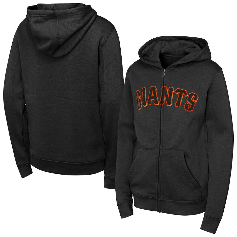 San Francisco Giants Youth Wordmark Full-Zip Fleece Hoodie - Black Hoodies