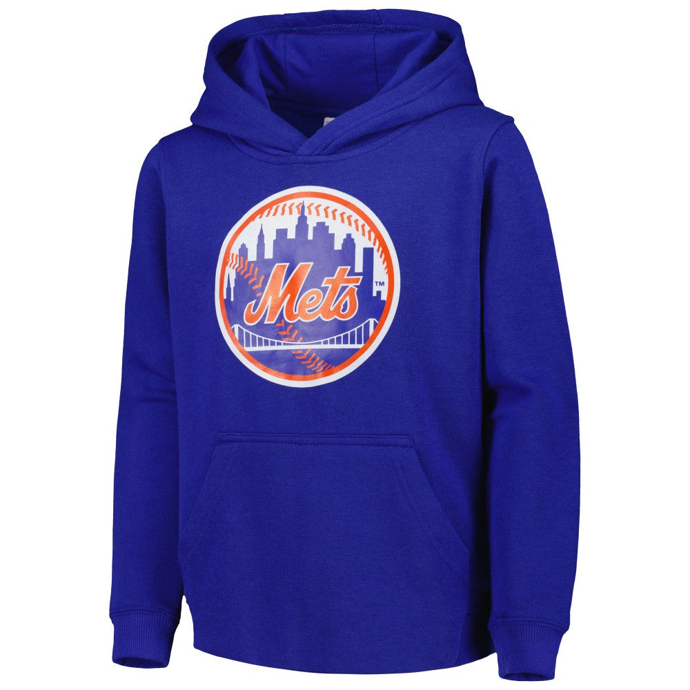 New York Mets Youth Team Primary Logo Pullover Hoodie - Royal Hoodies
