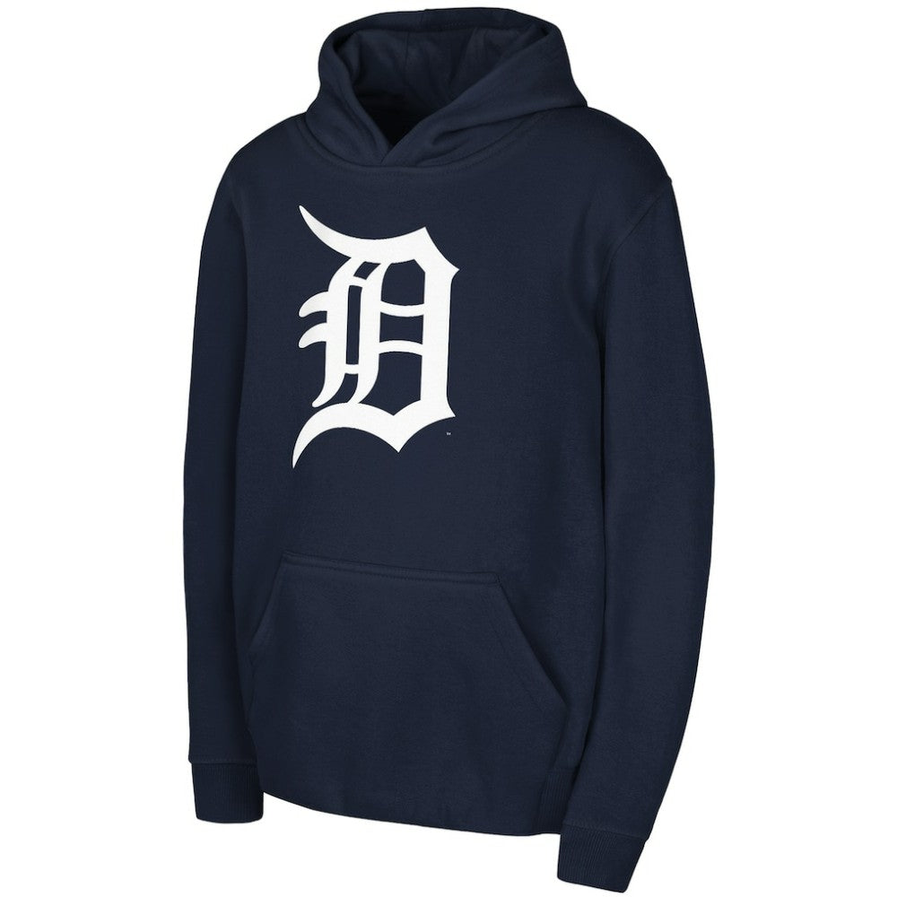 Detroit Tigers Youth Team Primary Logo Pullover Hoodie - Navy Hoodies