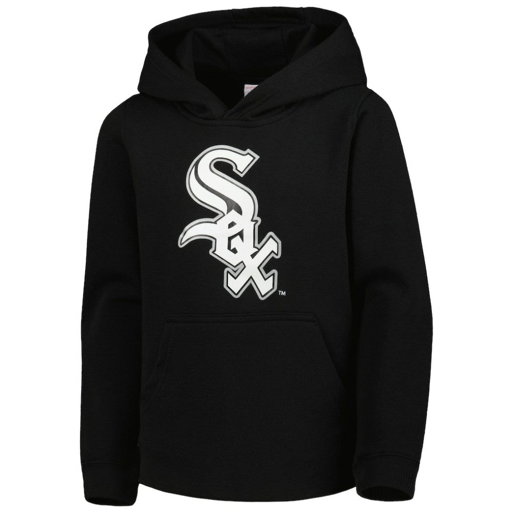 Chicago White Sox Youth Team Primary Logo Pullover Hoodie - Black Hoodies