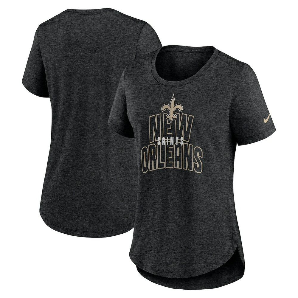 New Orleans Saints Women's Fashion Tri-Blend T-Shirt - Heather Black T-shirts