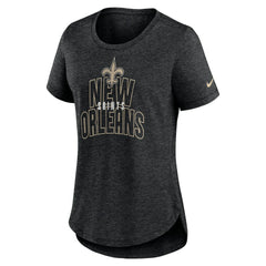 New Orleans Saints Women's Fashion Tri-Blend T-Shirt - Heather Black T-shirts