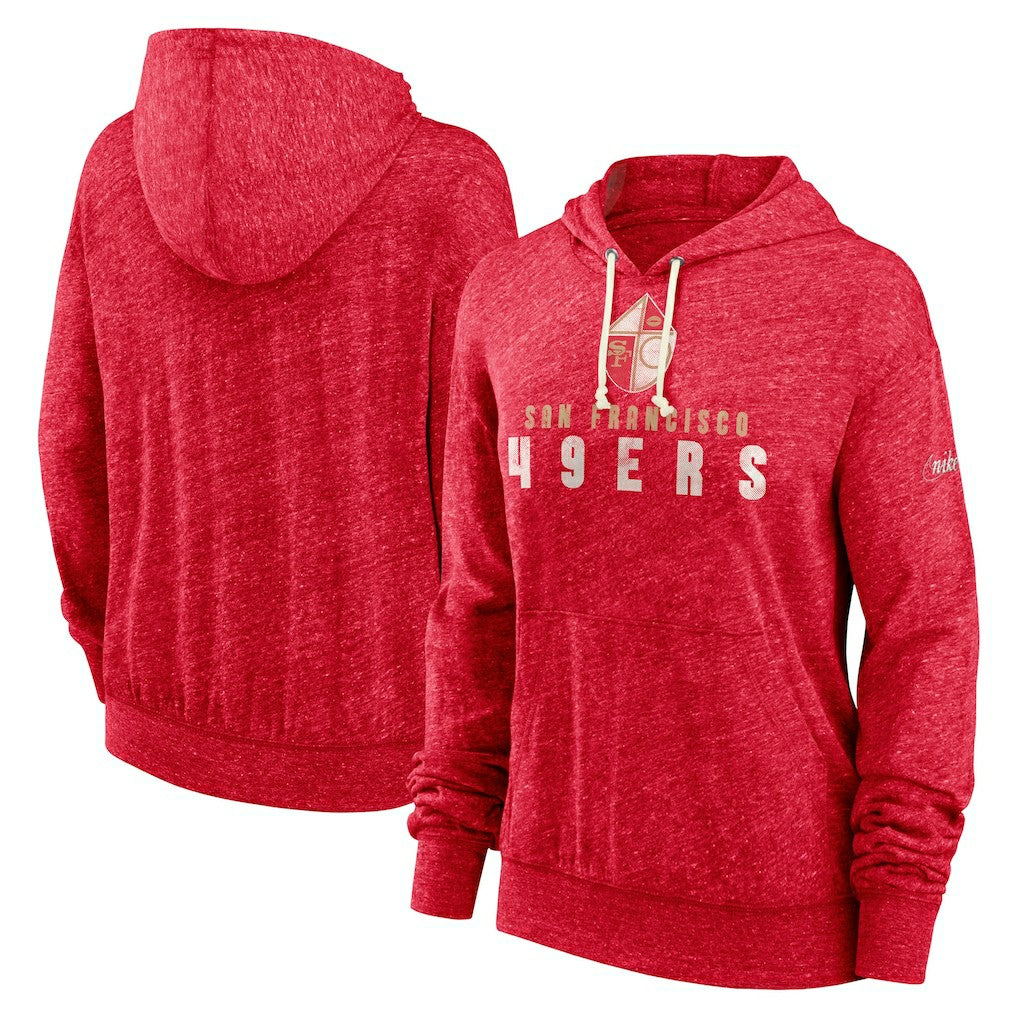 San Francisco 49ers Women's Rewind Gym Vintage Lightweight Pullover Hoodie - Scarlet Hoodies