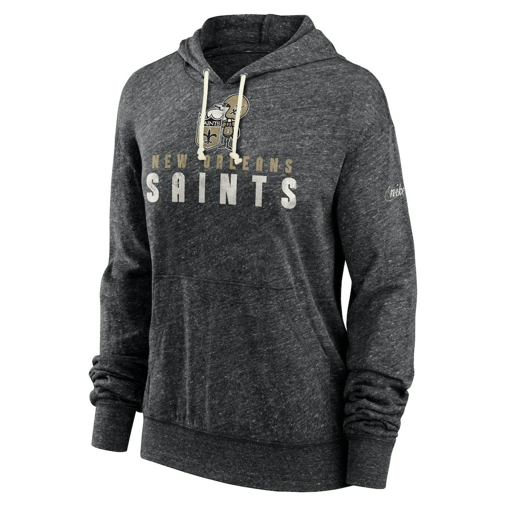 New Orleans Saints Women's Rewind Gym Vintage Lightweight Pullover Hoodie - Black Hoodies