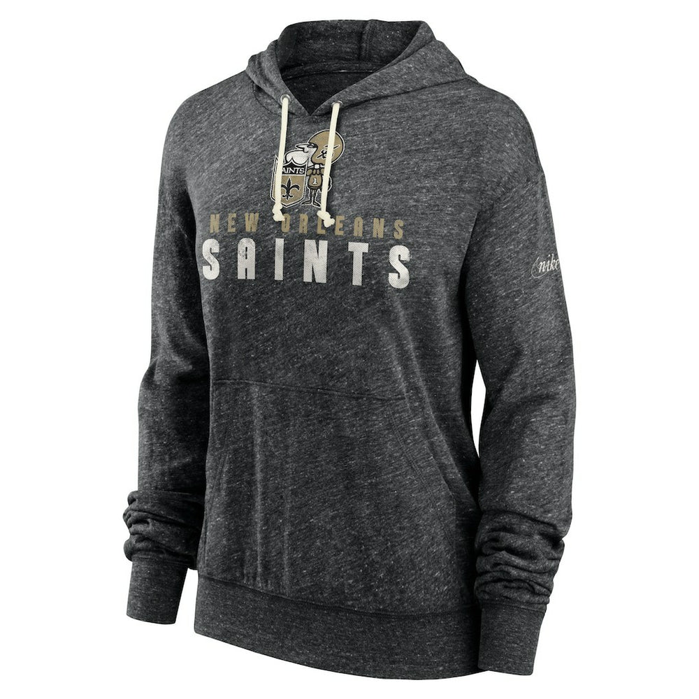 New Orleans Saints Women's Rewind Gym Vintage Lightweight Pullover Hoodie - Black Hoodies