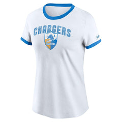 Los Angeles Chargers Women's Rewind Ringer Tri-Blend T-Shirt - White T-shirts