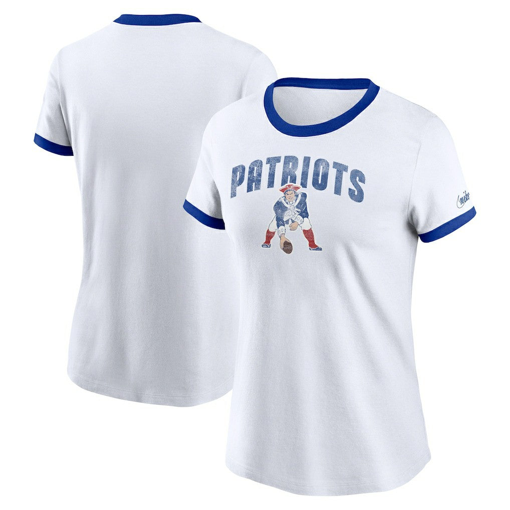 New England Patriots Women's Rewind Ringer T-Shirt - White T-shirts