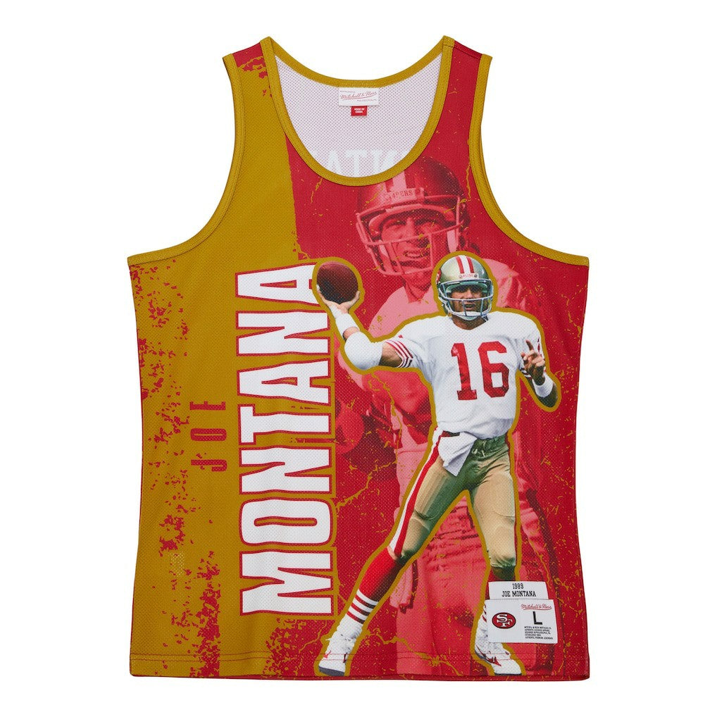 Joe Montana San Francisco 49ers 1989 Player Burst Tank Top - Scarlet Tops