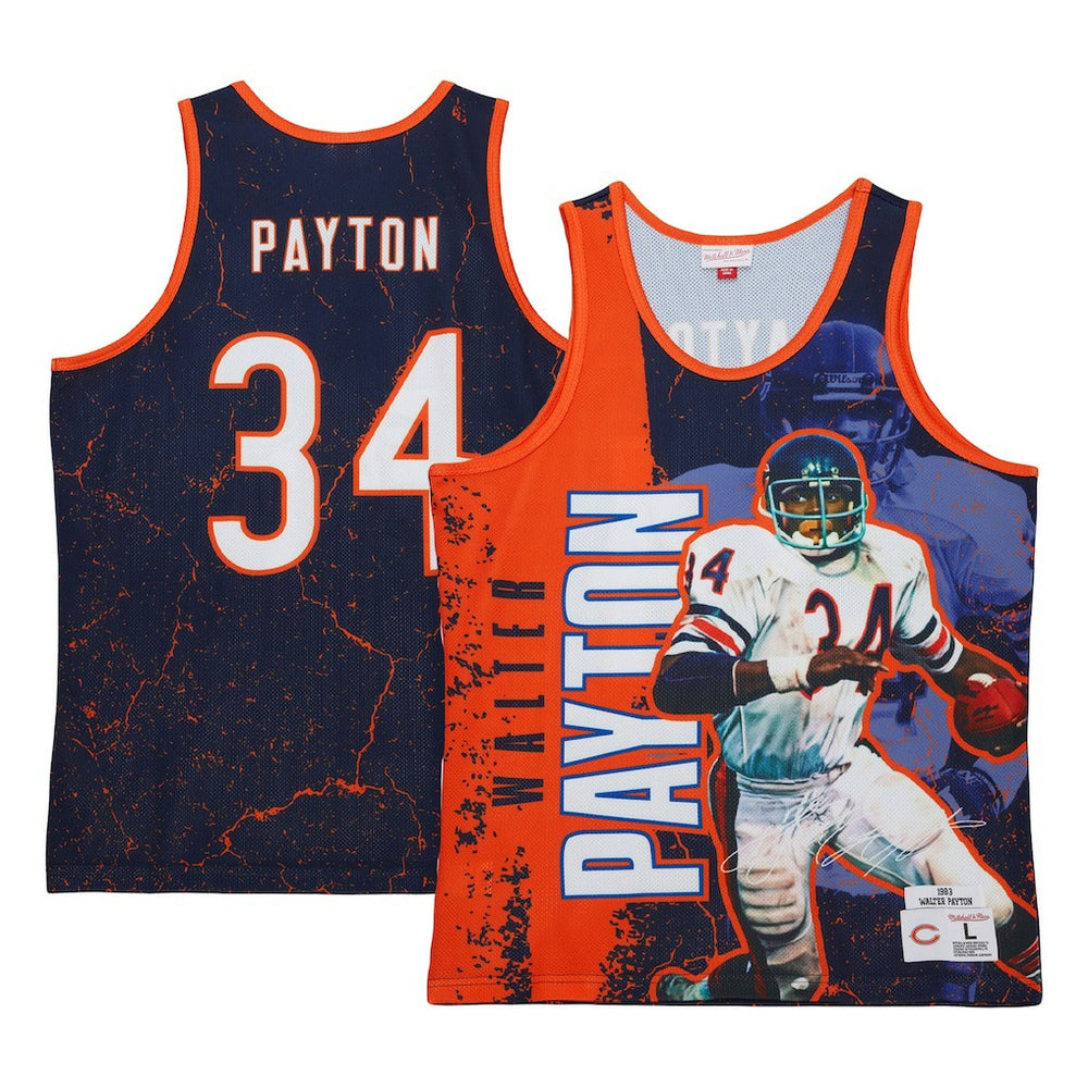Walter Payton Chicago Bears 1983 Player Burst Tank Top - Navy Tops