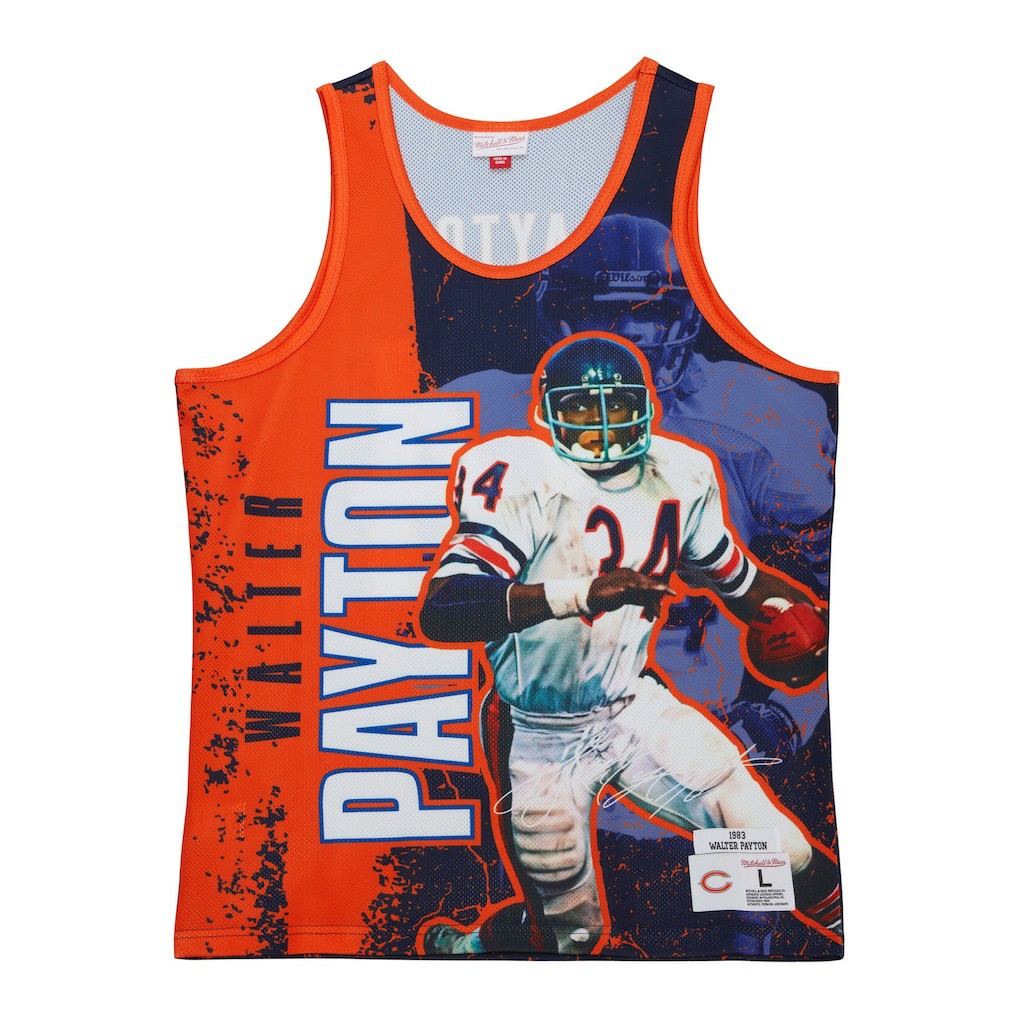 Walter Payton Chicago Bears 1983 Player Burst Tank Top - Navy Tops