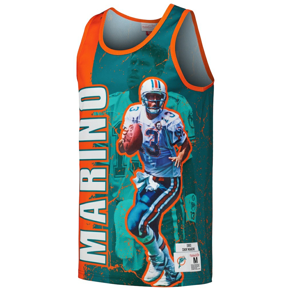 Dan Marino Miami Dolphins 1990 Player Burst Tank Top - Aqua Tops