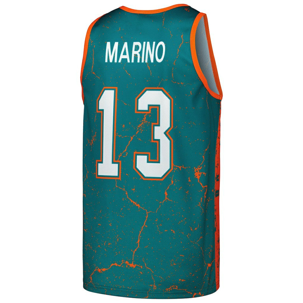 Dan Marino Miami Dolphins 1990 Player Burst Tank Top - Aqua Tops