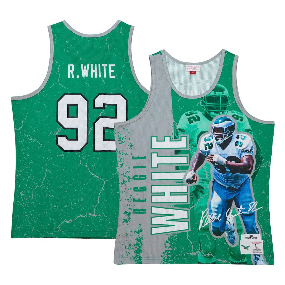 Reggie White Philadelphia Eagles 1992 Player Burst Tank Top - Kelly Green Tops