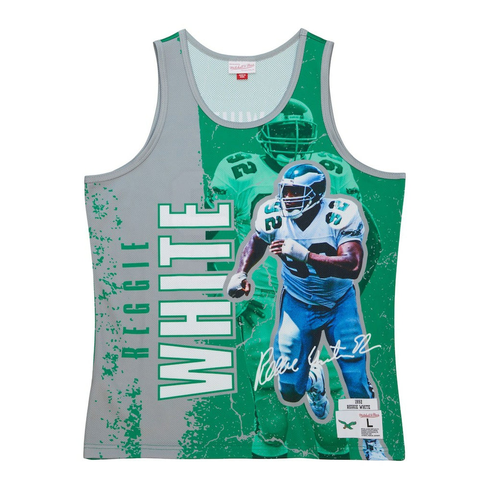 Reggie White Philadelphia Eagles 1992 Player Burst Tank Top - Kelly Green Tops