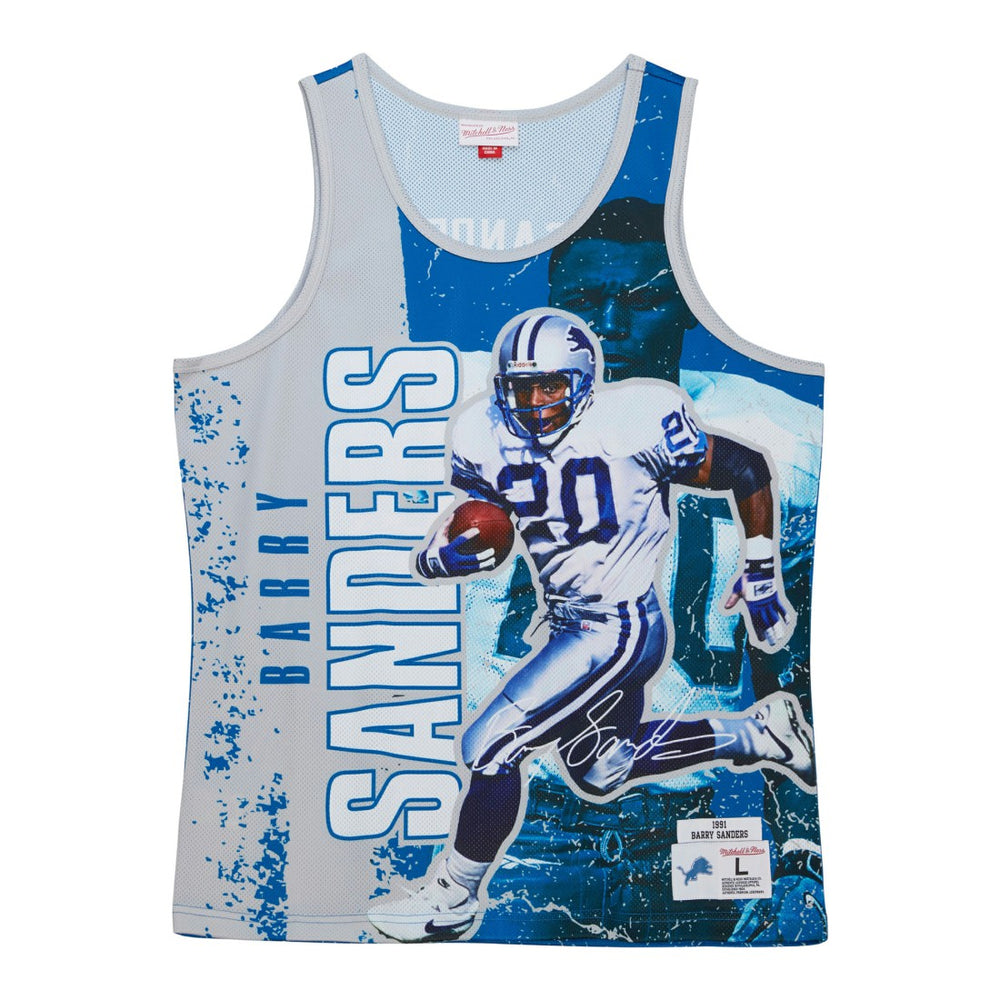 Barry Sanders Detroit Lions 1991 Player Burst Tank Top - Blue Tops