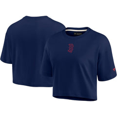 Boston Red Sox Fanatics Women's Elements Super Soft Boxy Cropped T-Shirt - Navy T-shirts