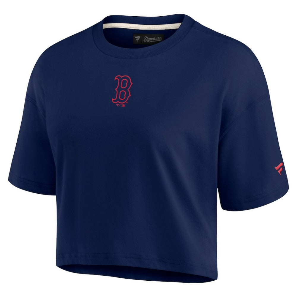 Boston Red Sox Fanatics Women's Elements Super Soft Boxy Cropped T-Shirt - Navy T-shirts
